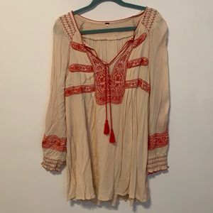 Free People Dress with red embroidery